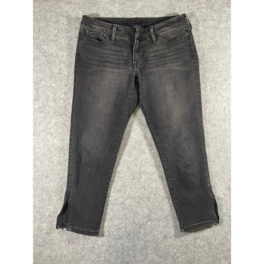 Levis The Original Jean Womens Faded Black Cropped Ankle Zip Denim Pants 30x26